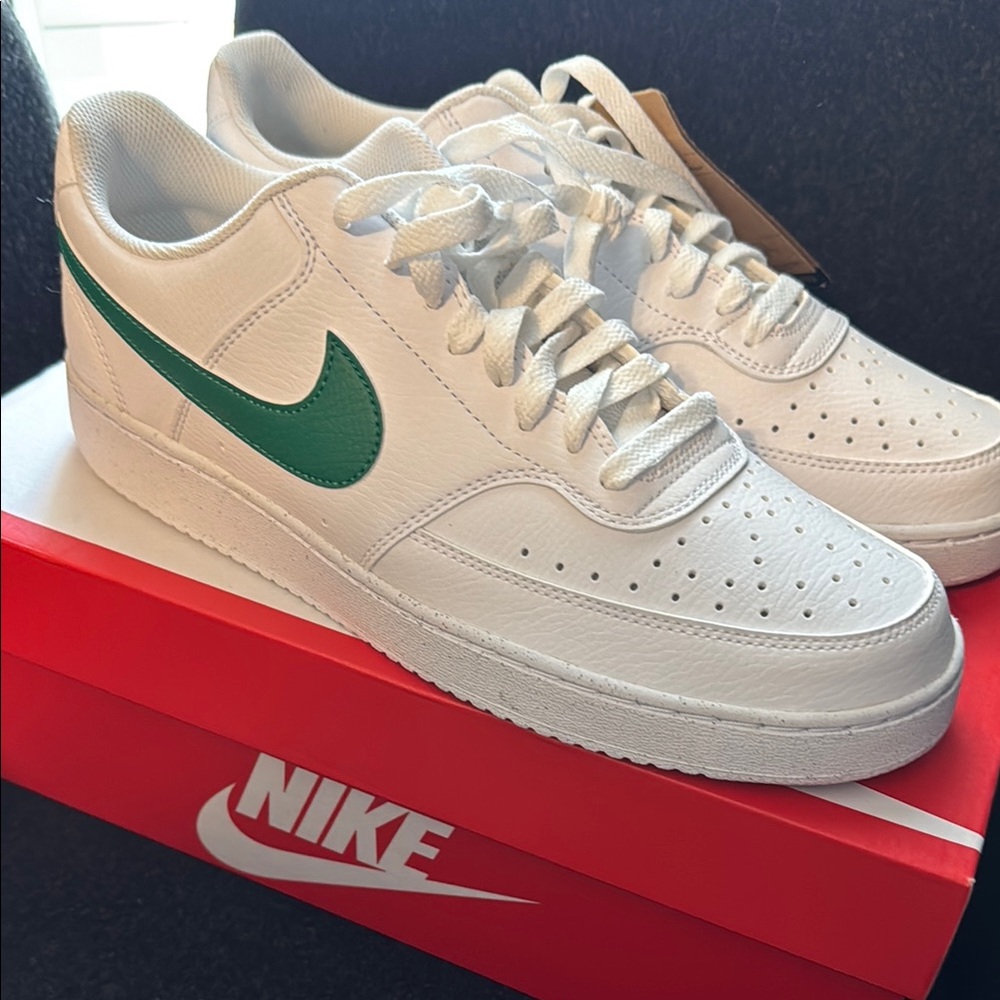 Nike Court vision low White and Green Sneakers Classic Style
